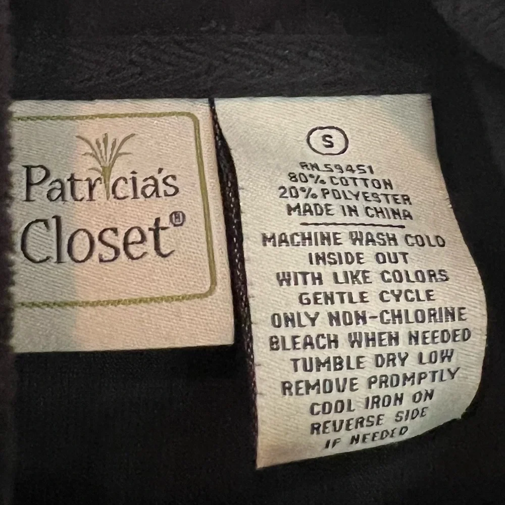 Patricia's Closet Black Fleece Full Zip Sweater Jacket Small